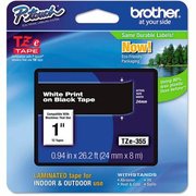 Brother Brother® P-Touch® TZe Labeling Tape, 1"W, White on Black TZE355